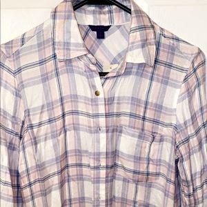 Pink, blue & Wht button down shirt